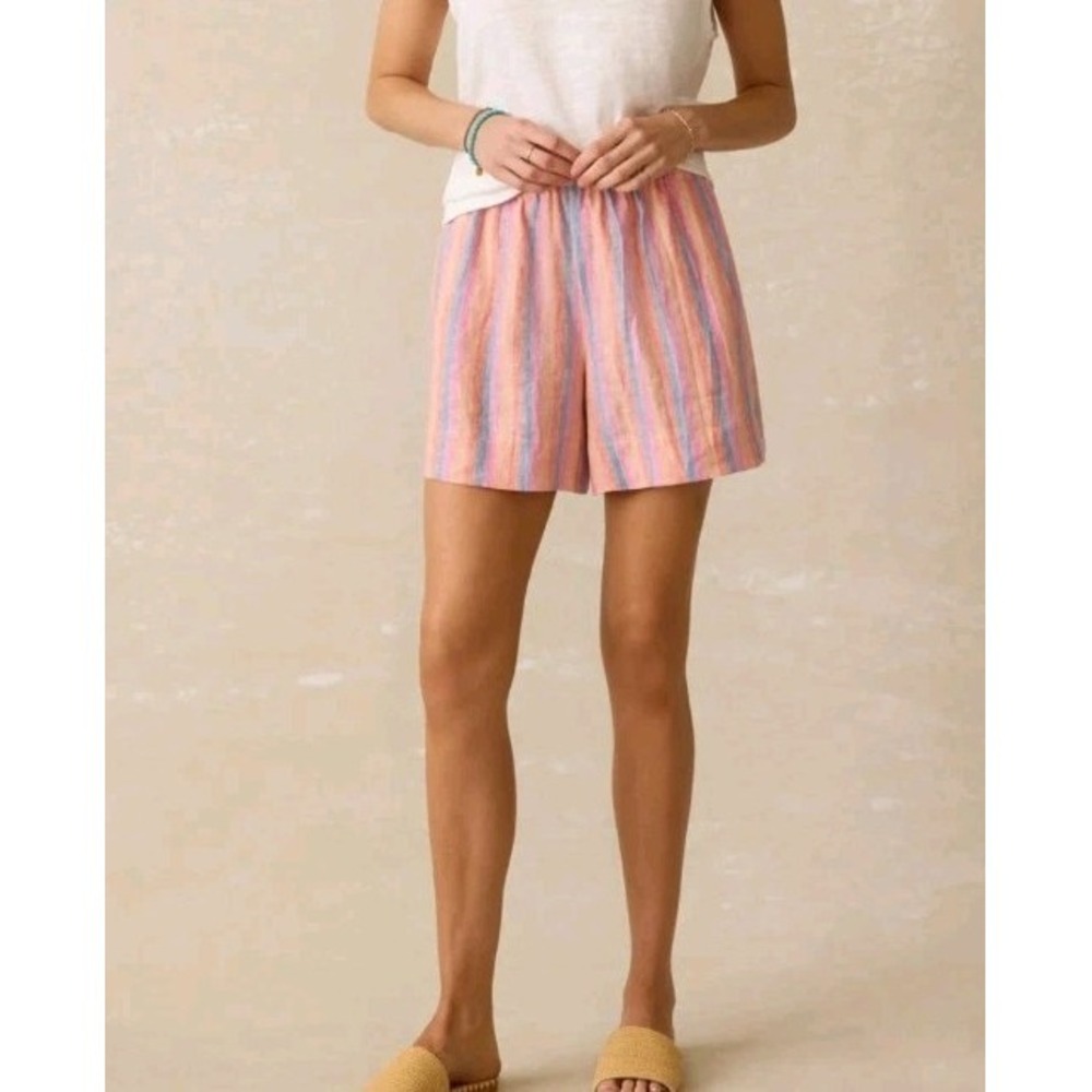 Faherty Laguna Linen Bayview Shorts Size Small Cabana Multi Stripe